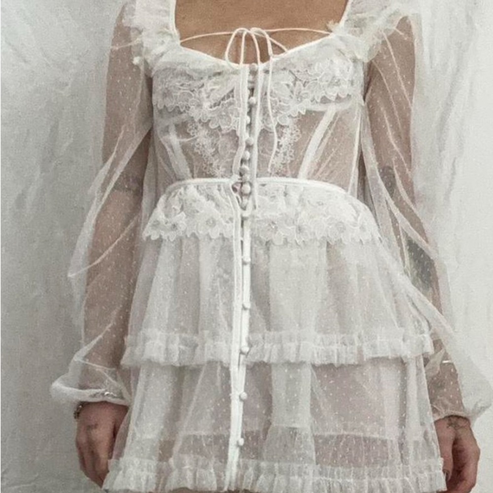 White see through For love and lemons corset dress (two piece)